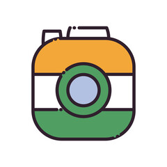 Striped camera device fill style icon vector design