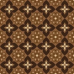 Poster Beautiful floral motifs on Central java batik with dark brown color simple design © City