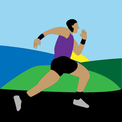 Illustration vector graphic of morning jogging. suitable for background or design. etc