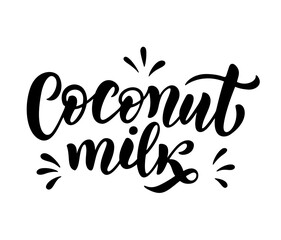 Vegetarian, coconut, organic milk lettering quotes for banner, logo and packaging design.