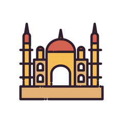 Indian taj mahal temple fill style icon vector design
