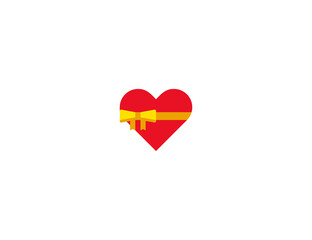 Heart with Ribbon vector flat icon. Isolated Gift Box Heart emoji illustration symbol