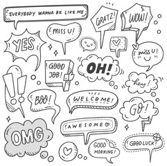 Cute speech bubble doodle set