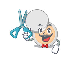 Jar powder makeup talented barber cartoon character design working in the barbershop