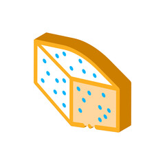 piece of blue cheese icon vector. isometric piece of blue cheese sign. color isolated symbol illustration