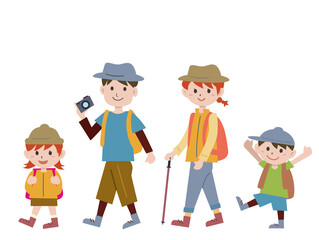 家族でハイキング