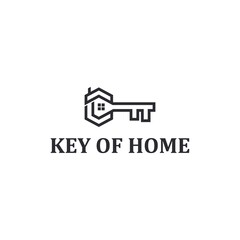 Key and home logo combination. Key of home logo design.