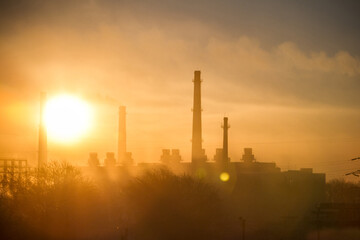 Fototapeta na wymiar Chelyabinsk metallurgical plant at sunset