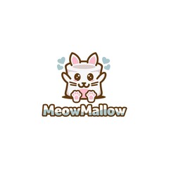 Cat and marshmallow logo combination.