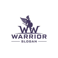 Letter W combine with warrior knight logo design.