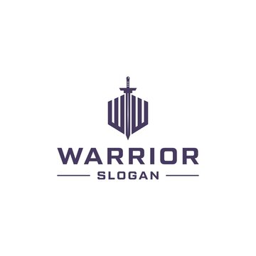Letter w combine with sword logo design. Warrior concept logo design.