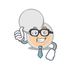 cartoon mascot style of jar powder makeup Businessman with glasses and tie