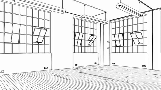 Industrial Office Area (focus) - loopable 3d visualization