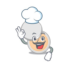 Jar powder makeup chef cartoon drawing style wearing iconic chef hat