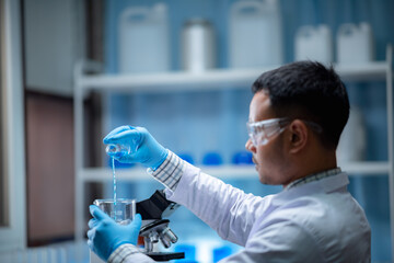 Health care researchers working in medicals science technology research in laboratory
