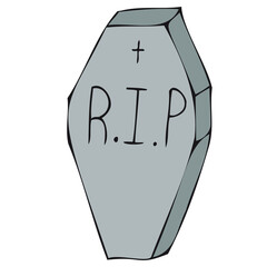 scary, creepy grave in a cemetery, vector decorative element for halloween celebration in doodle style, color illustration