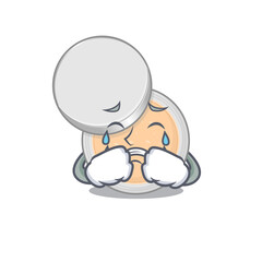 Caricature design style of jar powder makeup with a sad face