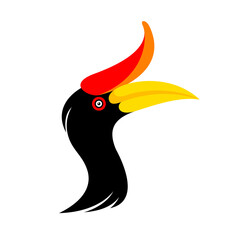 Hornbill bird illustration. Logo, icon design. © Kas Tan