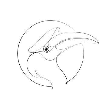 recommend clip art: Hornbill bird illustration. Logo, icon design. Line art style.