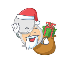 Cartoon design of jar powder makeup Santa having Christmas gift