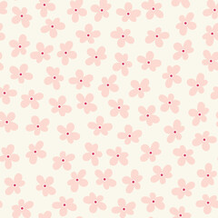 Floral pattern background. Vector tossed seamless repeat of small pink flowers.