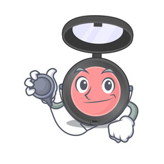 A dedicated pink blusher doctor caricature design working with tools