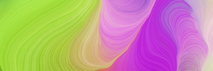 colorful vibrant abstract art waves graphic with curvy background illustration with yellow green, medium orchid and pastel violet color