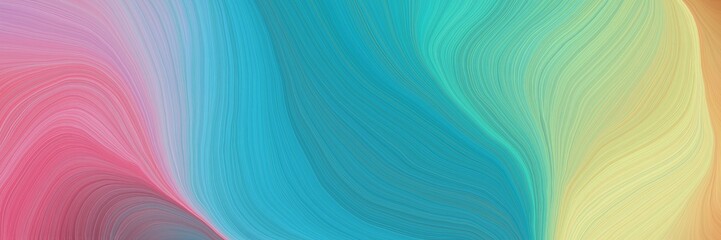 colorful vibrant artistic art design graphic with modern soft swirl waves background illustration with tan, light sea green and ash gray color