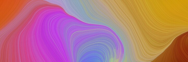Obraz premium colorful vibrant abstract artistic waves graphic with elegant curvy swirl waves background design with medium orchid, dark golden rod and indian red color