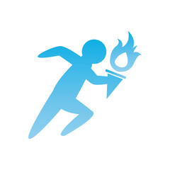 Man avatar running with torch gradient style icon vector design