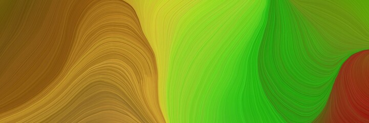 colorful vibrant creative waves graphic with modern soft curvy waves background design with olive, brown and forest green color