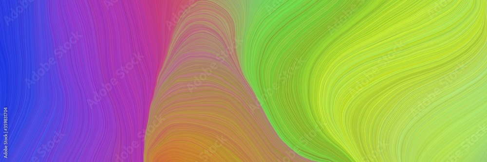 Poster colorful vibrant abstract art waves graphic with elegant curvy swirl waves background design with ye