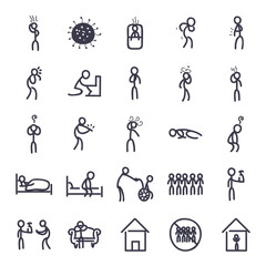 Medical care and covid 19 virus fill style icon set vector design