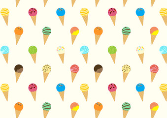 ポップなアイスクリームのシームレスパターン