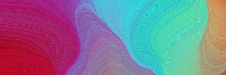 Fototapeta premium colorful vibrant creative waves graphic with modern soft curvy waves background illustration with medium aqua marine, medium turquoise and dark moderate pink color