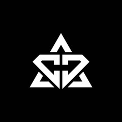 CJ monogram logo with diamond shape and triangle outline