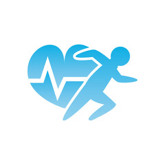 Man avatar running with heart pulse gradient style icon vector design