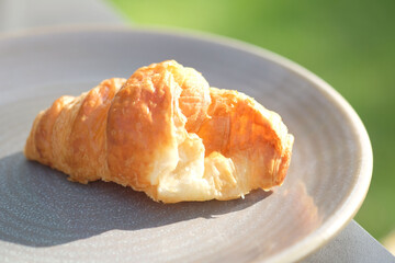 Delicious croissant on the table at the morning