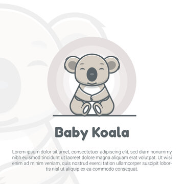 Vector illustration of cute baby Koala logo template