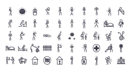 Medical care and covid 19 virus fill style icon set vector design