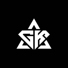 GK monogram logo with diamond shape and triangle outline