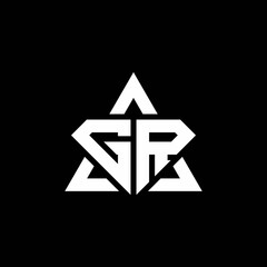 GR monogram logo with diamond shape and triangle outline