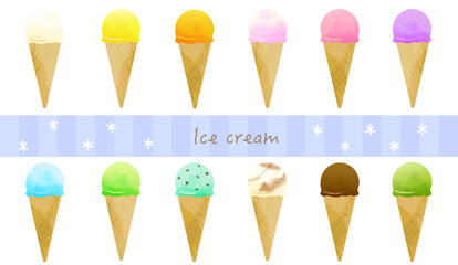 ice cream- アイスクリームのイラスト-set