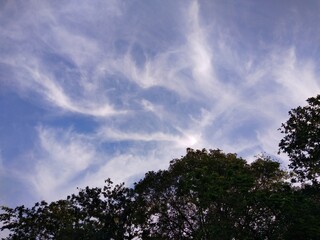 dramatic clouds and blue sky