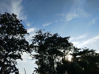 dramatic clouds and blue sky