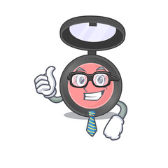 cartoon mascot style of pink blusher Businessman with glasses and tie