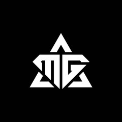 MG monogram logo with diamond shape and triangle outline