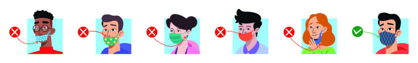 Avoid mistakes while wearing mask.
How to wear face masks correctly