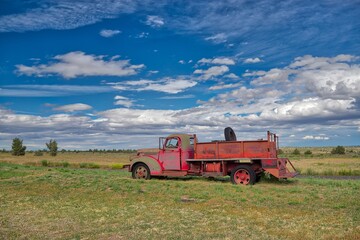 Fototapeta premium Antique Red Truck. Shaniko, Oregon Ghost Town