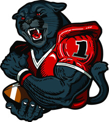 panther football player mascot holding ball for school, college or league © EarlFergusonClipart